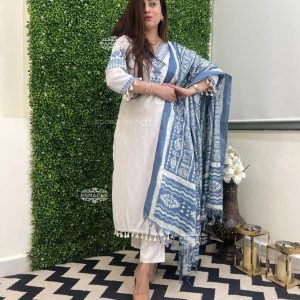 women off white chanderi dupatta set (copy)