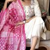 women off white handloom cotton dupatta set