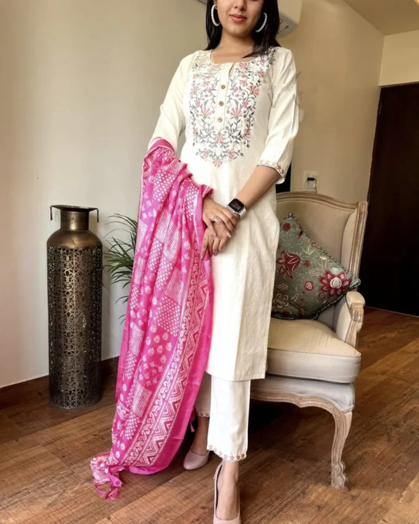 women off white handloom cotton dupatta set women off white handloom cotton dupatta set