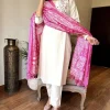 women off white handloom cotton dupatta set