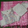 women off white handloom cotton dupatta set