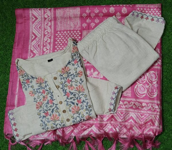 women off white handloom cotton dupatta set women off white handloom cotton dupatta set