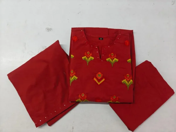 elegant wine embroidered suit set